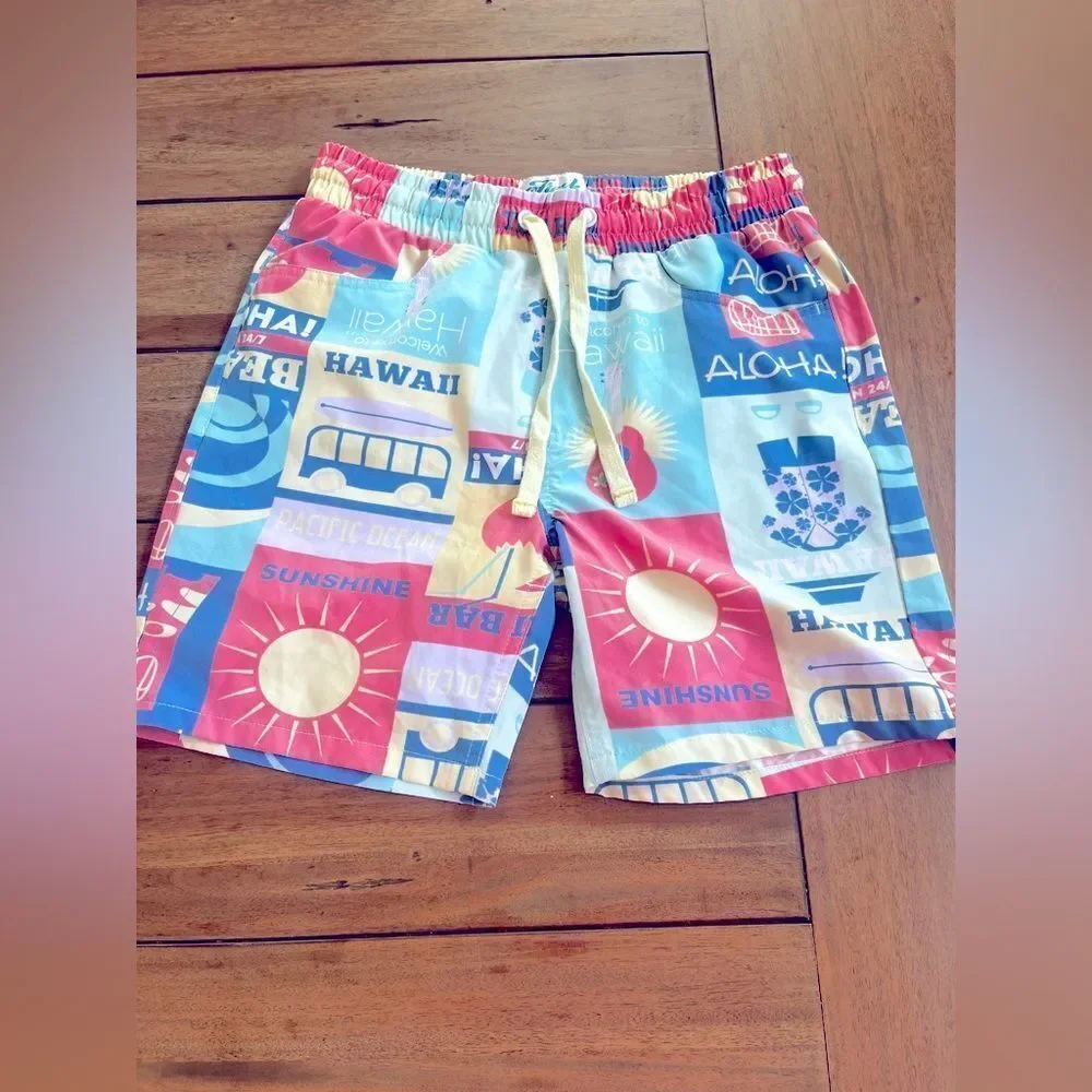 Fresh Prints of Bel-Air Aloha Print board Shorts - Multicolor; Size Medium